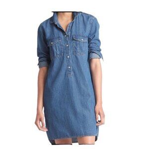 Gap Medium Wash Popover Denim Dress Hi Low Hem XL